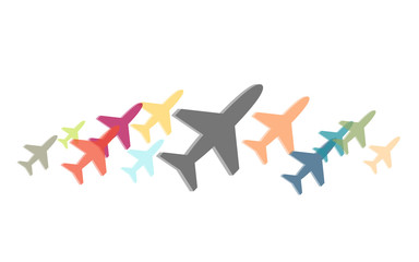 Viele bunte Flugzeuge