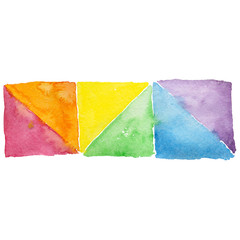 Watercolor colorful texture illustration. Aquarelle paper splash shapes isolated drawing.Abstract aquarelle for background, texture, wrapper pattern, frame or border.