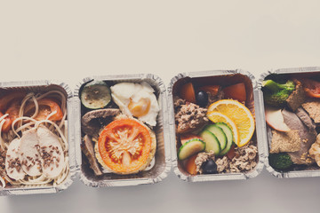 Healthy food take away. Clean eating concept. Meat and vegetable