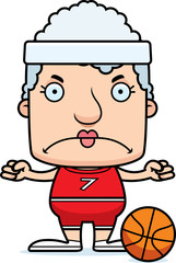 Cartoon Angry Basketball Player Woman
