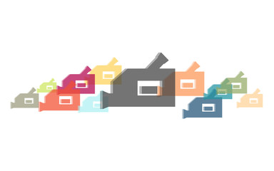 Viele bunte Handkameras