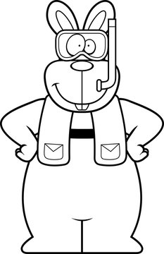 recommend clip art: Cartoon Rabbit Snorkeling