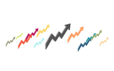 Viele bunte nach oben zeigende Blitze