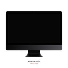 computer monitor black color with blank screen isolated on white background. stock vector illustration eps10