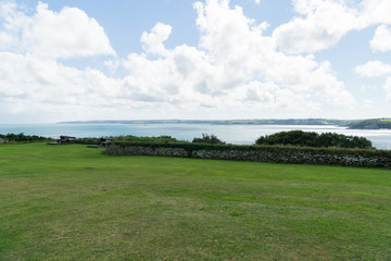Coastline in Cornwall in the summertime with ocean views