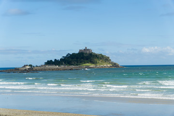 Coastline in Cornwall in the summertime with ocean views