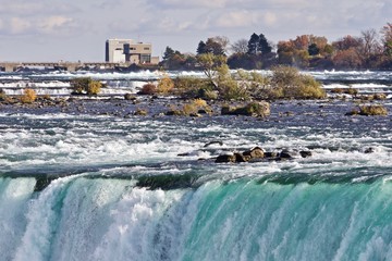 Beautiful isolated picture of amazing powerful Niagara waterfall