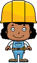Cartoon Smiling Construction Worker Girl