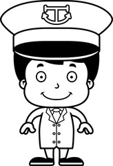 Cartoon Smiling Boat Captain Boy