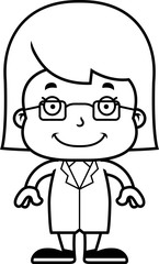 Cartoon Smiling Scientist Girl