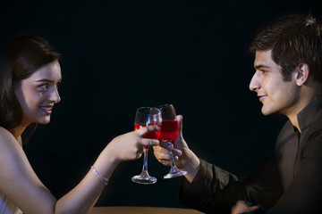Couple having drinks in a restaurant 