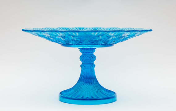 Blue glass bowl isolated