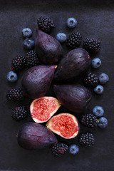 Figs, blackberries and blueberries