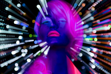 glow uv neon sexy disco female cyber doll