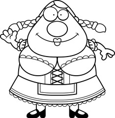 Cartoon Oktoberfest Woman Waving