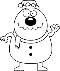 Cartoon Snowman Santa Waving