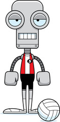 Fototapeta na wymiar Cartoon Bored Volleyball Player Robot