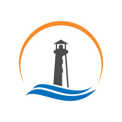 sea lighthouse vector template logo