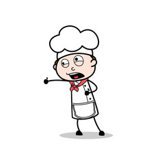 Cartoon Chef in Aggression Mood Vector Illustration