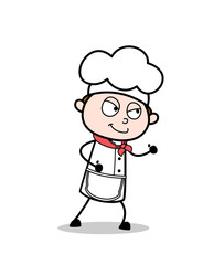 Cartoon Chef Walking with Cunning Smile Vector Illustration