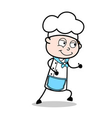 Cartoon Hapy Chef Walking Pose Vector Illustration