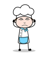 Cartoon Irritated Chef Expression Vector Illustration