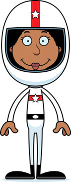 recommend clip art: Cartoon Smiling Race Car Driver Woman