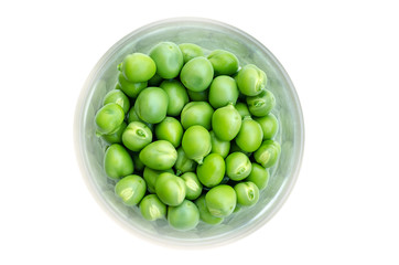 Green peas on white isolated background