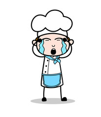 Cartoon Chef Crying Face Vector Illustration