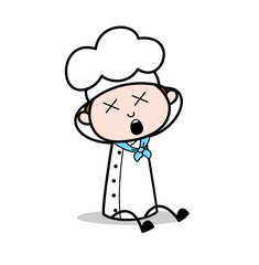 Cartoon Chef with Dizzy Face Expression Vector Illustration