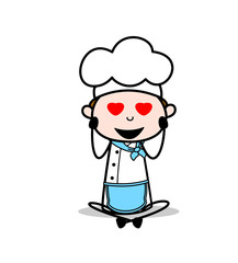 Cartoon Funny Chef Falling in Love Vector Illustration