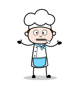 Cartoon Chef Zipper-Mouth Face Vector Illustration