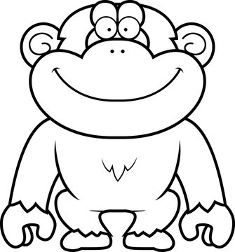 smiling cartoon monkey standing clip art preview