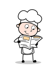 Cartoon Chef Reading Newspaper to Be Updated Vector Illustration