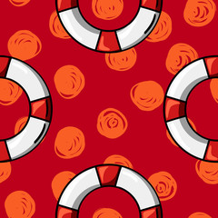 Lifebuoy vector Illustration poster seamless pattern