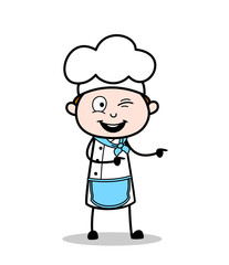 Cartoon Chef Making Fun and Pointing Finger Vector Illustration