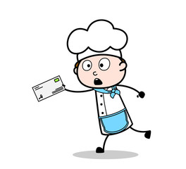 Cartoon Chef Running to Post the Letter
