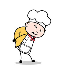 Cartoon Chef Carrying So Much Burden Vector Illustration