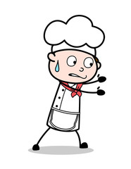 Cartoon Chef Showing Hands and Trying to Catch Vector Illustration