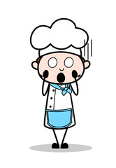 Cartoon Chef Screaming in Fear Face Expression Vector Illustration