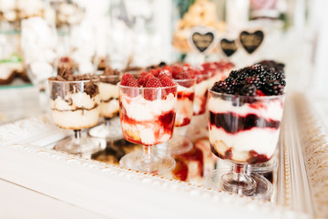 Delicious wedding reception candy bar