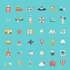 Travel Icons Set flat design
