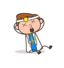 Cartoon Doctor with Dizzy Face Expression Vector Illustration