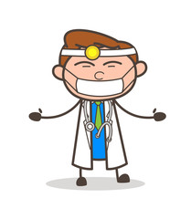 Cartoon Doctor with Pollution Face Mask Vector Illustration