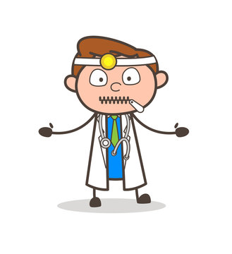 Cartoon Doctor Zipper-Mouth Face Vector Illustration