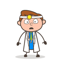 Cartoon Shocked Doctor Face Expression Vector Illustration