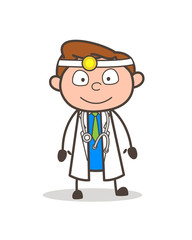 Cartoon Smiling Face of Doctor Vector Illustration