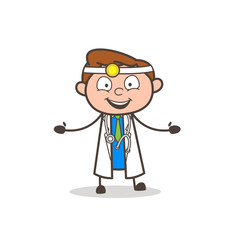 Cartoon Doctor in Happy Mood Vector