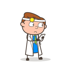 Cartoon Doctor Chatting with Friend on Video Call Vector Concept