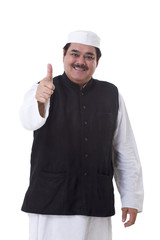 Politician giving thumbs up 